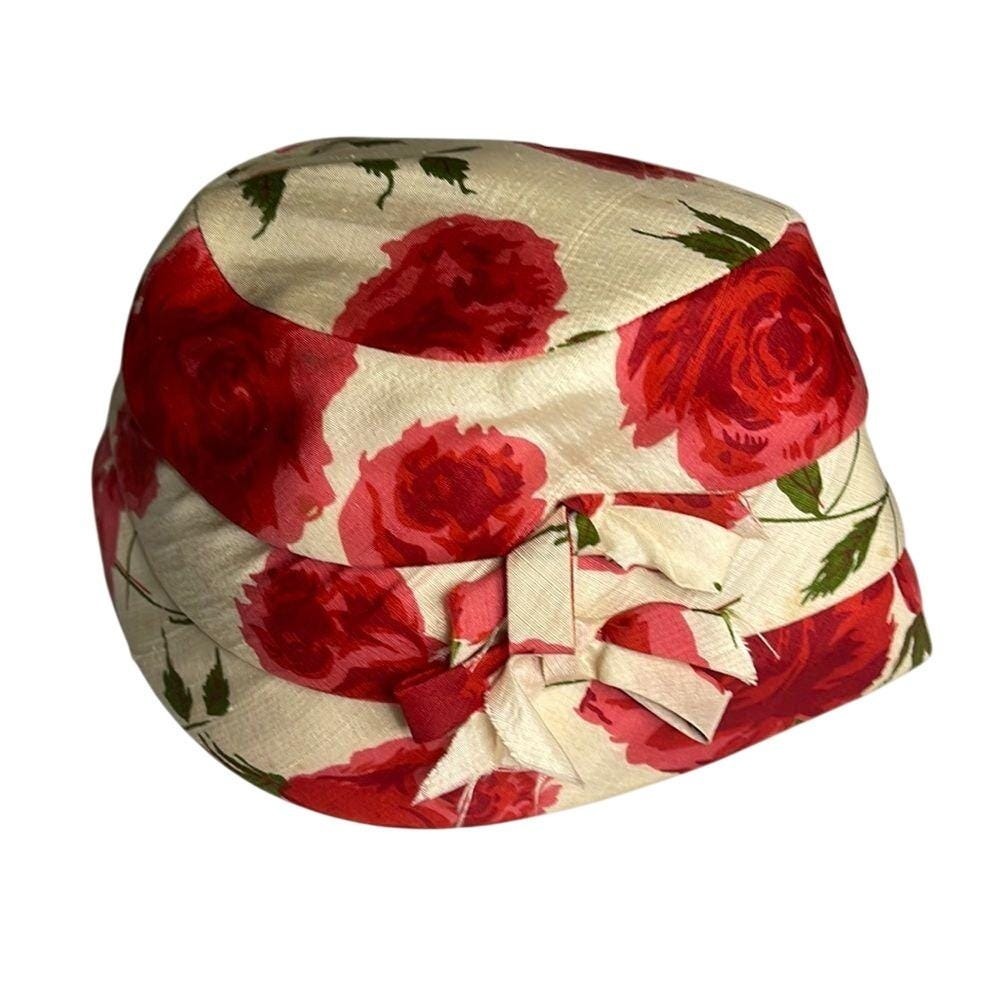 Vintage Floral Rose Hat Women's L S Ayres & Co Indianapolis Cloche Style